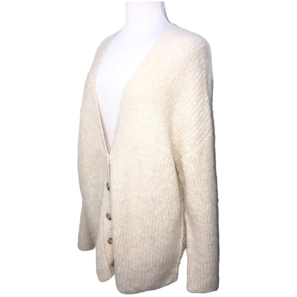 Frame Denim Lounge Cardi in Off White Alpaca Large NWT